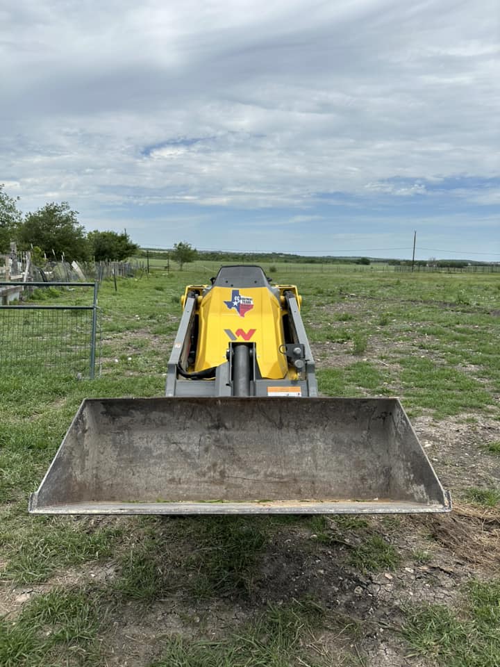 Wacker Neuson mini skid steer with flat bucket in pasture